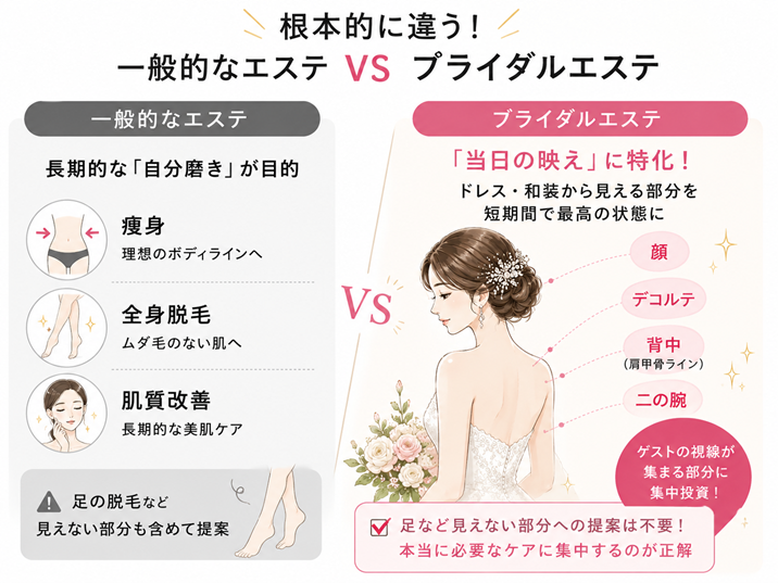 一般的なエステVSブライダルエステ